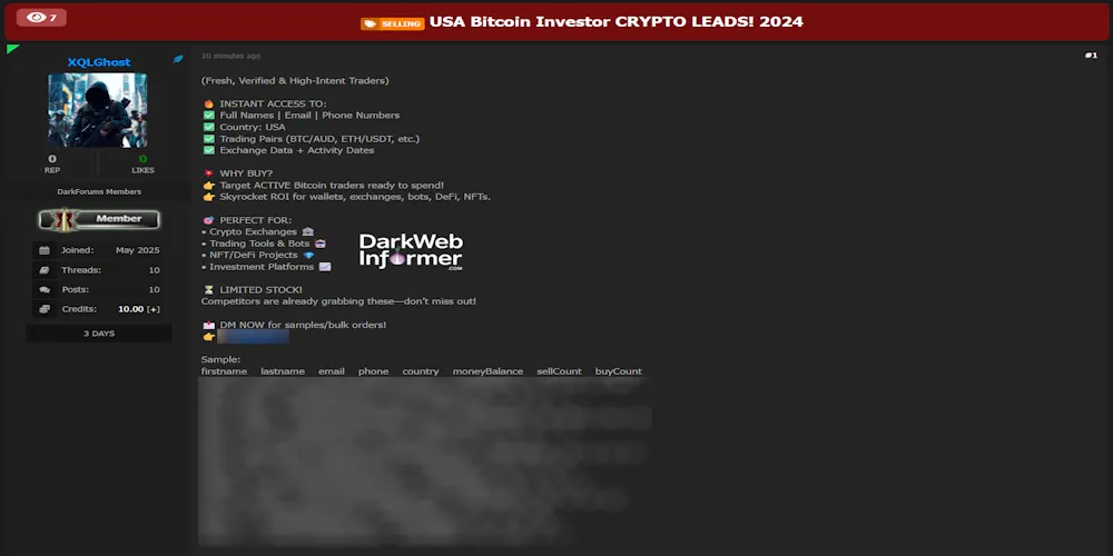 Alleged Sale of U.S. Crypto Trader Leads