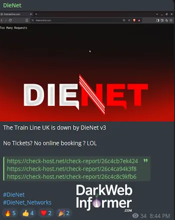 DieNet Targeted the Website of Trainline