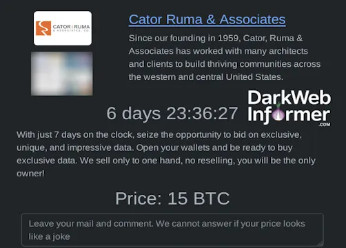 Cator, Ruma & Associates falls victim to RHYSIDA Ransomware
