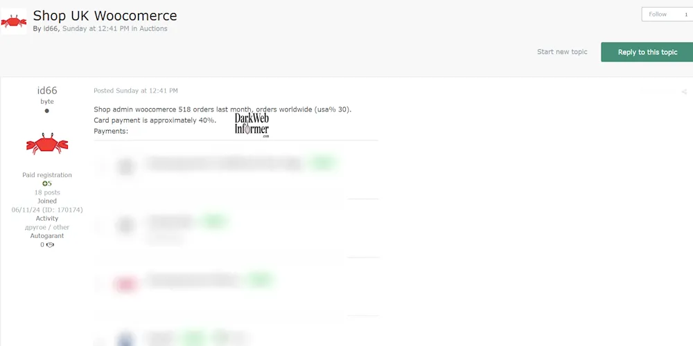 Alleged Sale of Unauthorized Admin Access to a WooCommerce-based Online Store in the UK