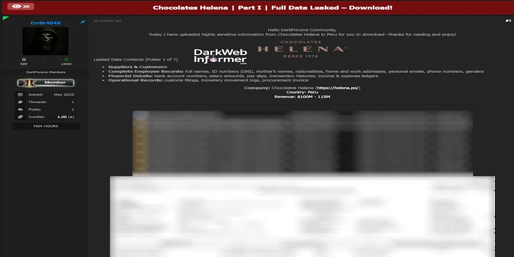 Alleged Date for Sale of Chocolates Helena