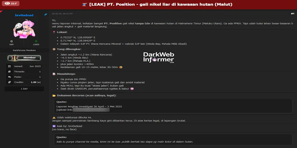 Alleged Data Leak of Internal Investigation Report from Indonesia