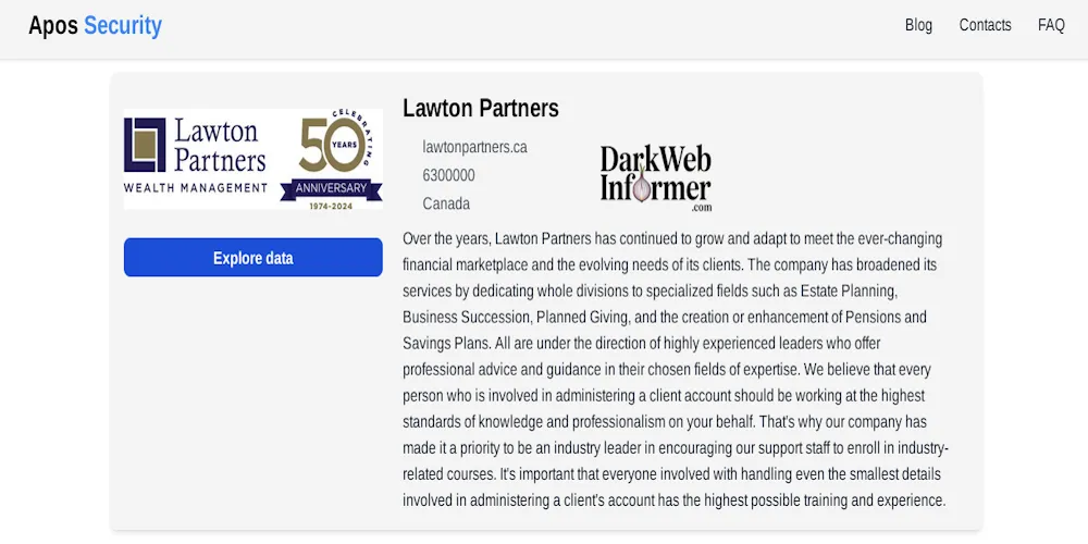 Lawton Partners Falls Victim to Apos Security Ransomware Attack