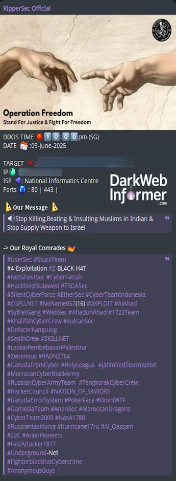 RipperSec Targeted the Website of Vice President of India