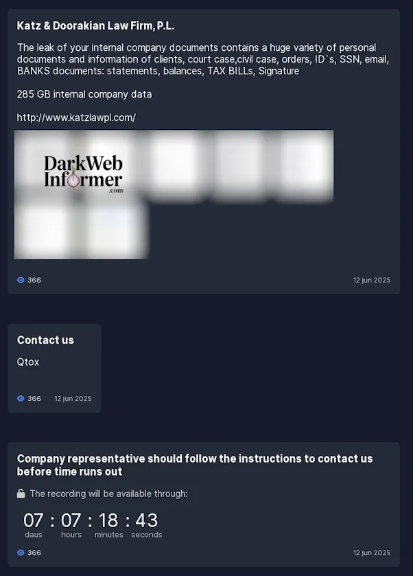 Katz & Doorakian Law Firm, P.L. Falls Victim to Everest Ransomware