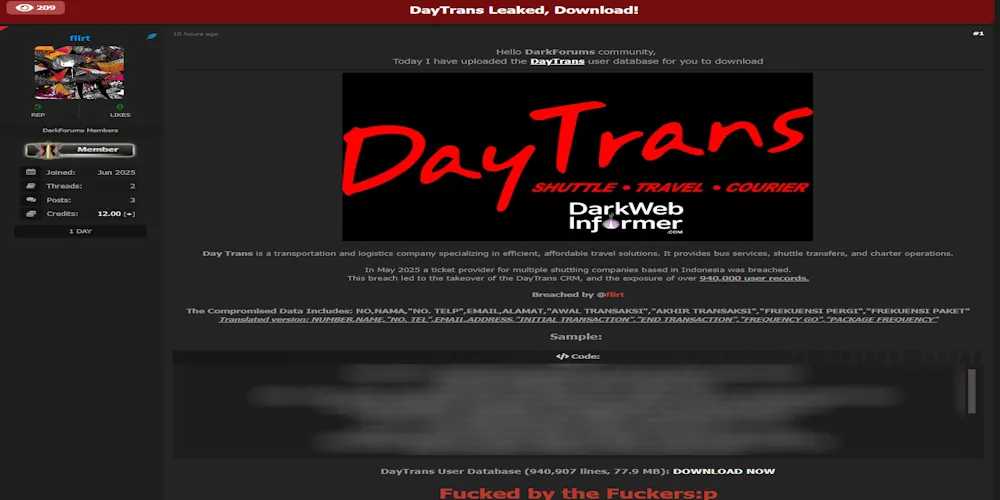 Alleged Data Breach of DayTrans Shuttle Provider