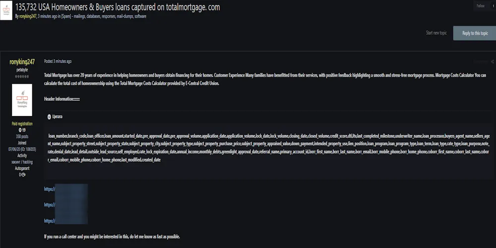 Alleged Data Breach of Total Mortgage