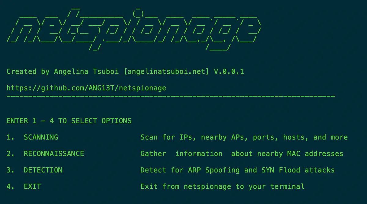 netspionage: Network Forensics CLI utility that performs Network Scanning, OSINT, and Attack Detection