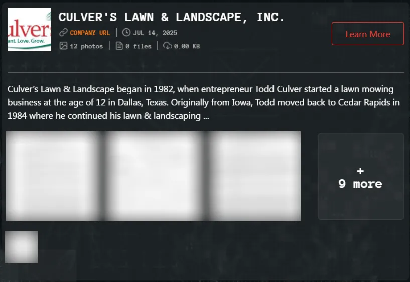 Culver’s Lawn & Landscape, Inc. has Fallen Victim to Qilin Ransomware