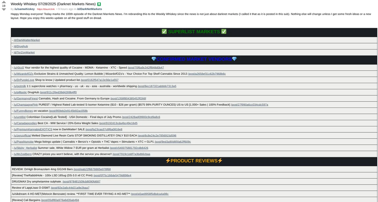 Weekly Darknet Markets News 07/28/2025