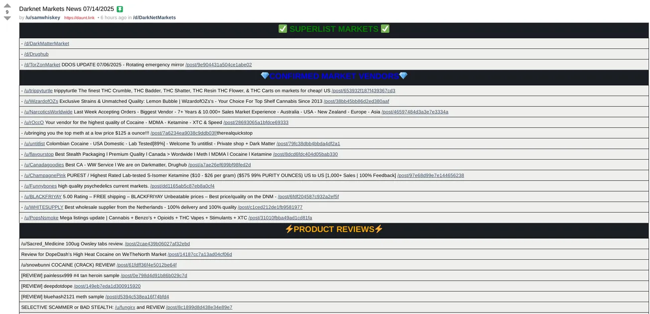 Dread Darknet Markets News 07/14/2025