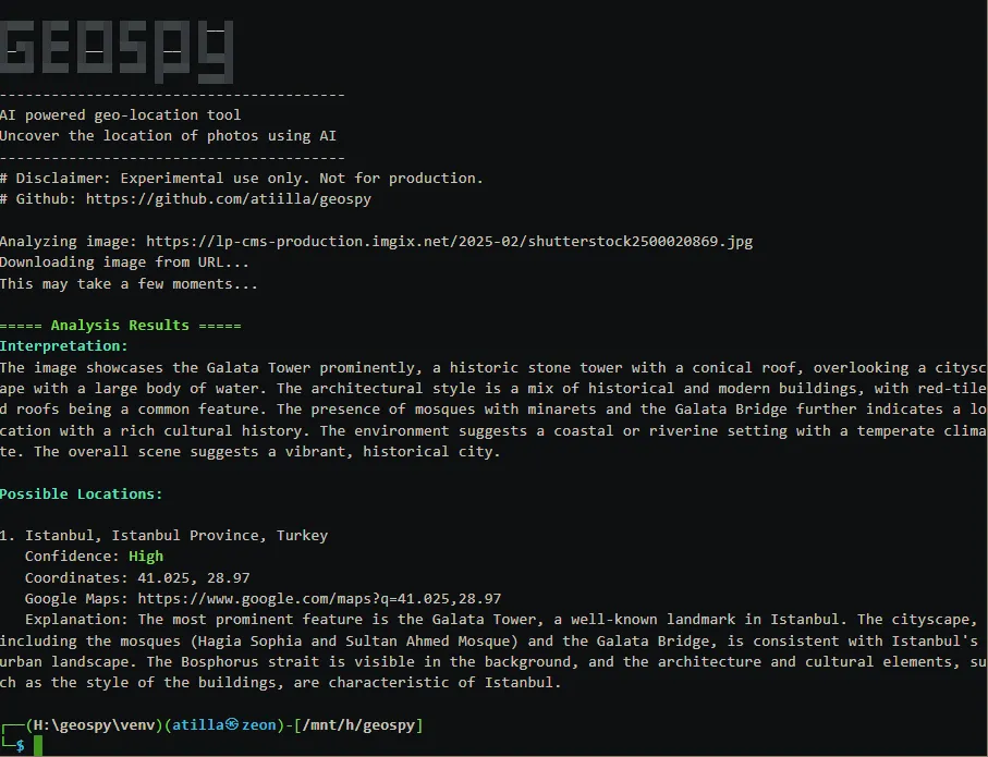 geospy: A Python tool using Google's Gemini API to uncover the location where photos were taken through AI-powered geo-location analysis