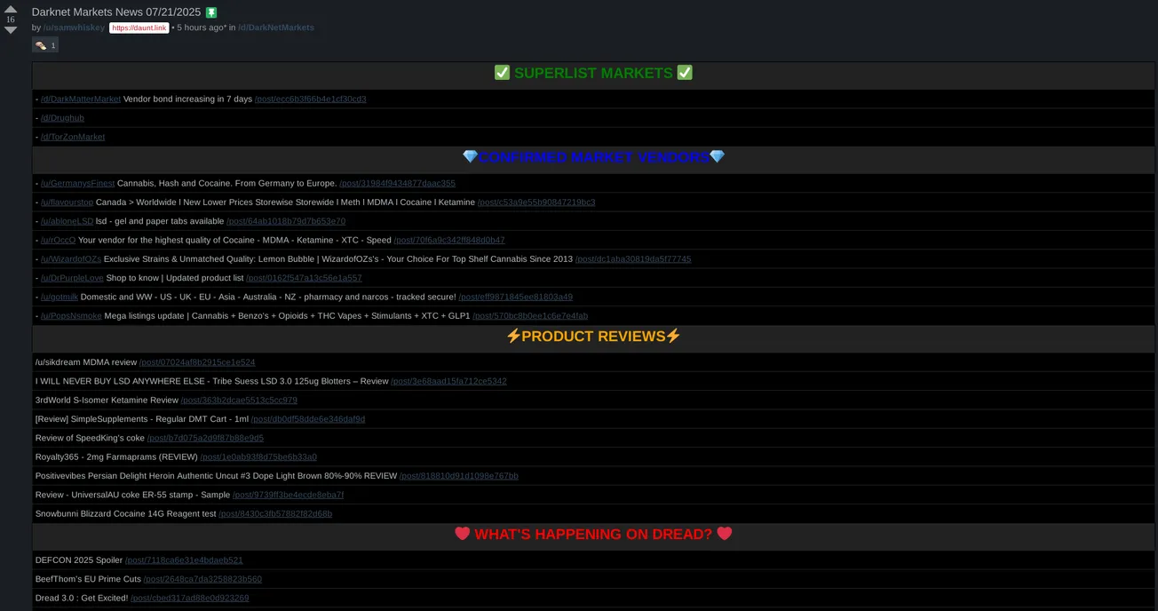 Darknet Markets News 07/21/2025