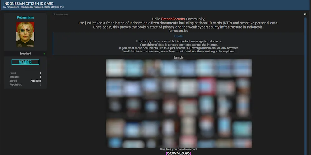 Indonesian ID Cards Leak, KTP Documents and PII Dumped Online