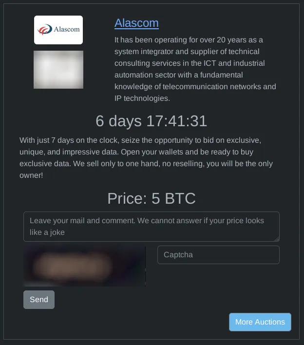 Alascom Falls Victim to Rhysida Ransomware