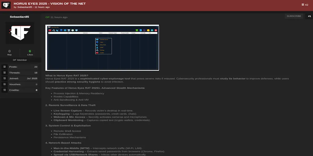 Alleged Sale of Horus Eyes RAT 2025