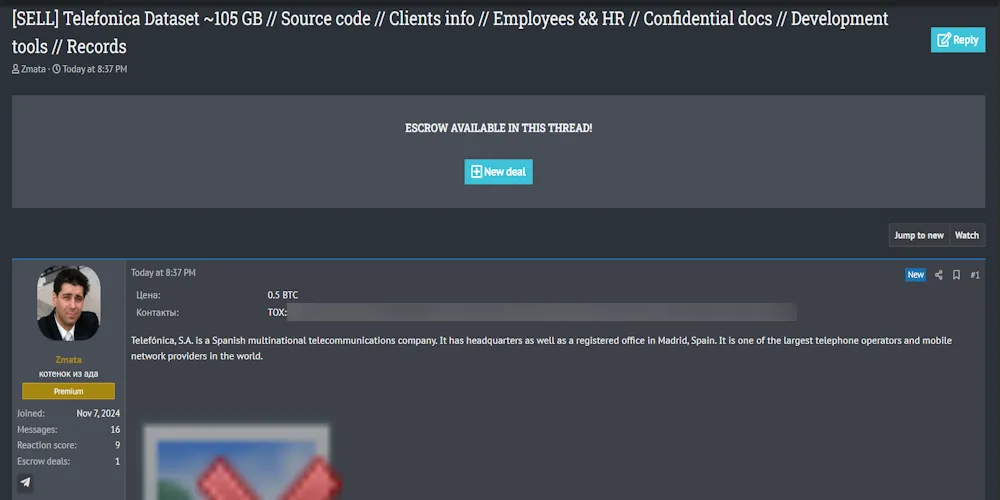Alleged Data Sale of Telefónica