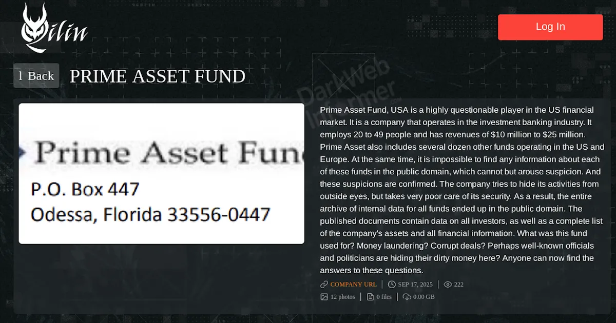 Prime Asset Fund Falls Victim to Qilin Ransomware