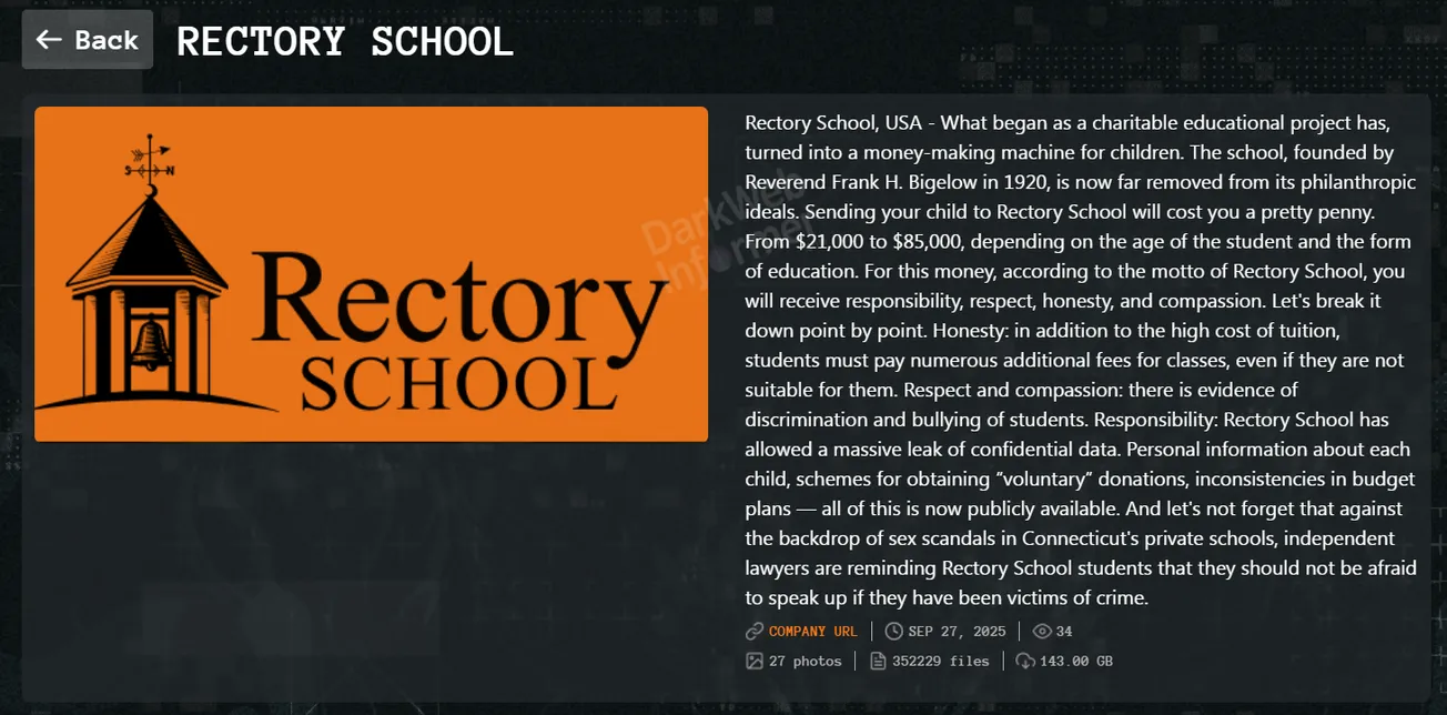 Rectory School Falls Victim to Qilin Ransomware