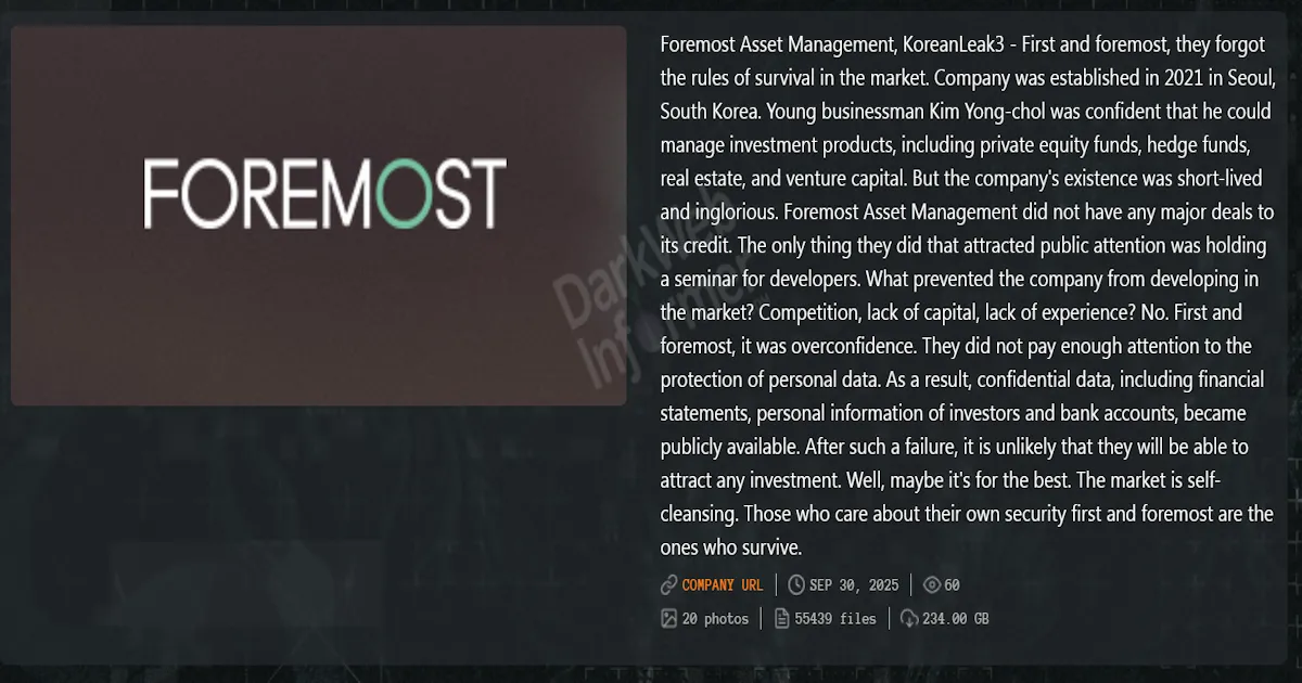 Foremost Asset Management Falls Victim to Qilin Ransomware