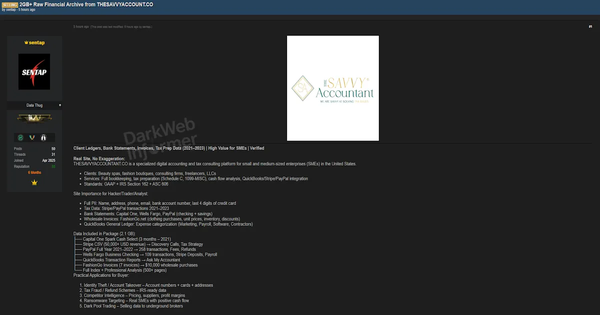 Alleged Data Sale of The Savvy Accountant