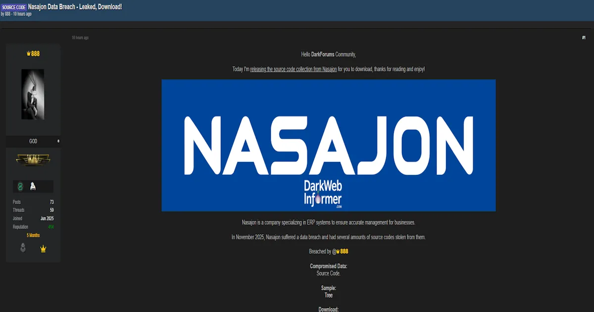 Alleged Data Breach of Nasajon Systems