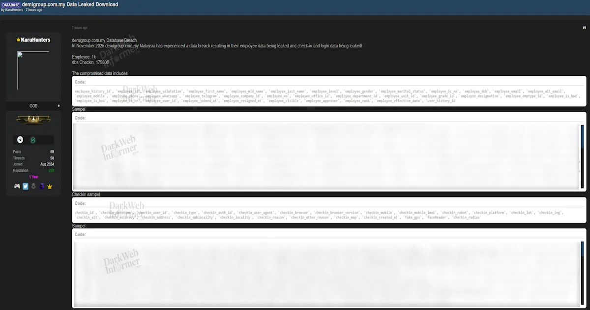 Alleged DeMi Group Employee Data Breach and Exposure of Internal Check-in Records