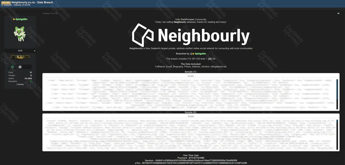 Alleged Data Breach of Neighbourly