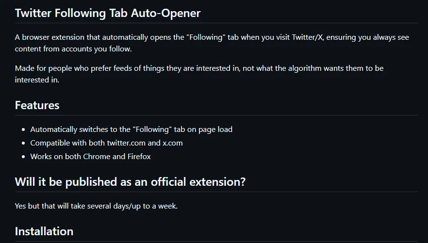 Twitter/X Following Fix: Forces the feed back to the Following tab