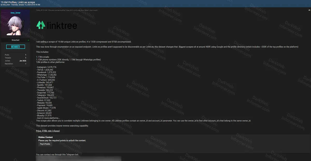 Linktree Allegedly Scraped, Exposing 19.6 Million User Profiles with Linked Social Media Accounts
