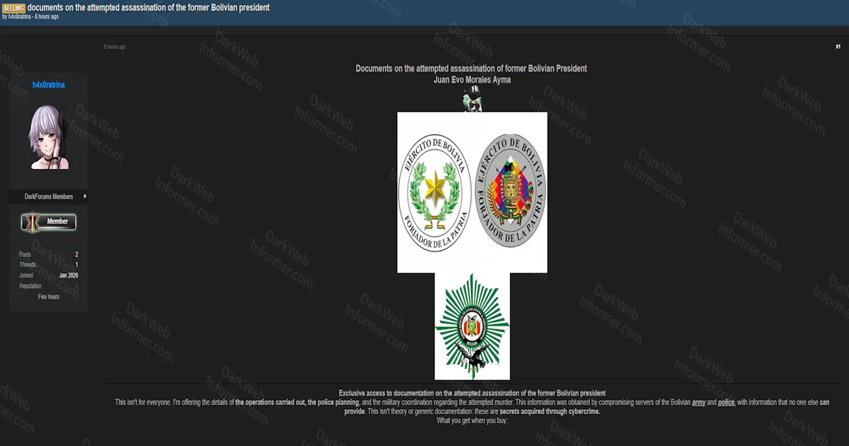 Bolivian Military and Police Documents Related to Evo Morales Assassination Attempt Offered for Sale