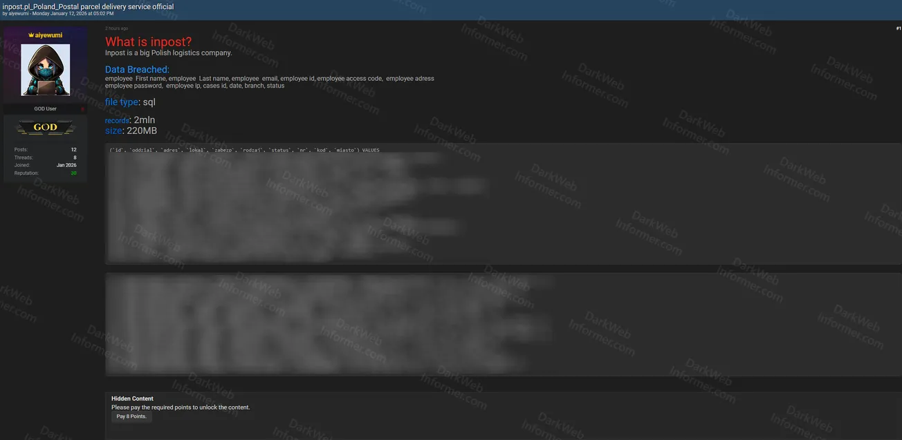 Polish Logistics Giant InPost Allegedly Breached with 2 Million Employee Records Exposed