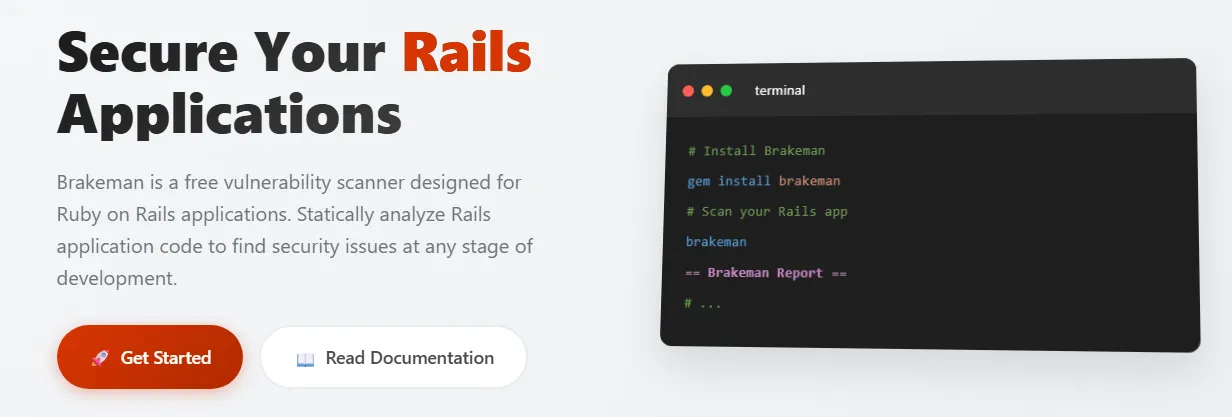 Brakeman: Static Analysis Security Scanner for Ruby on Rails Applications